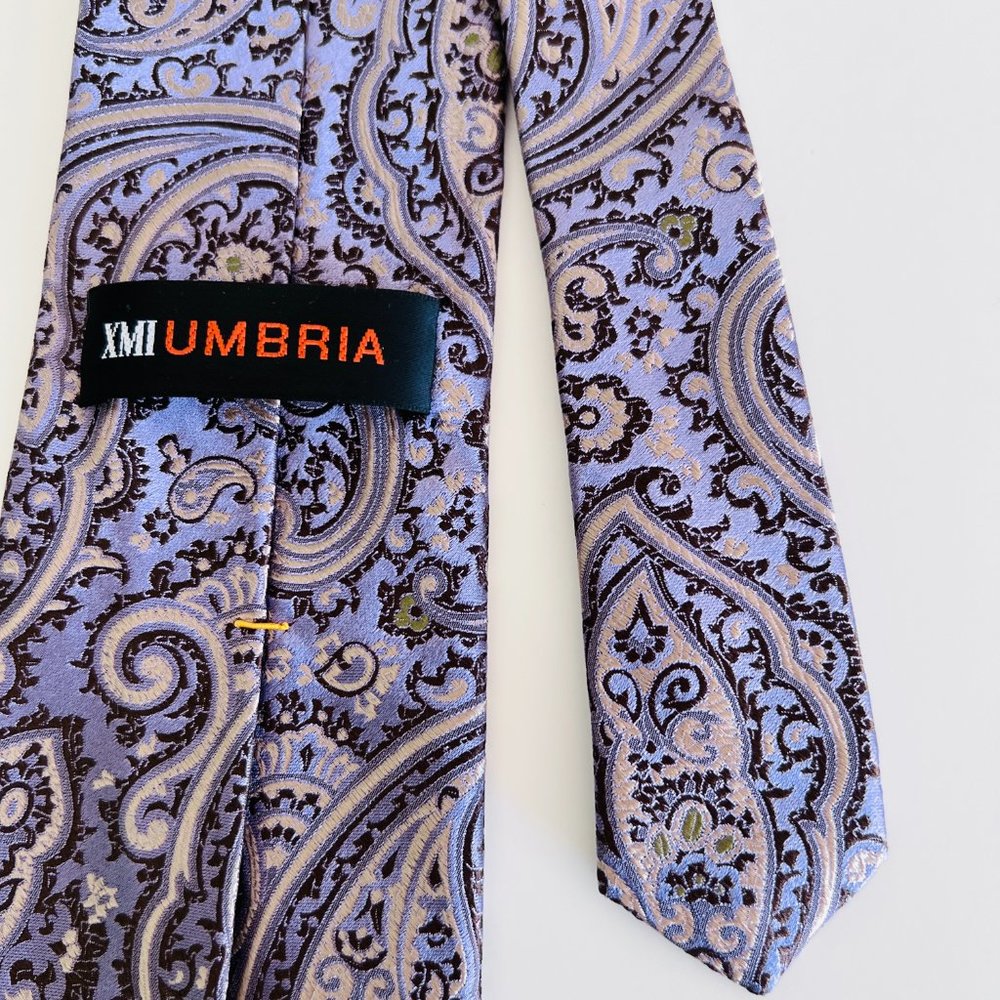 XMI UMBRIA Italian Silk Tie Lavender/Brown NWT - Picture 2 of 4